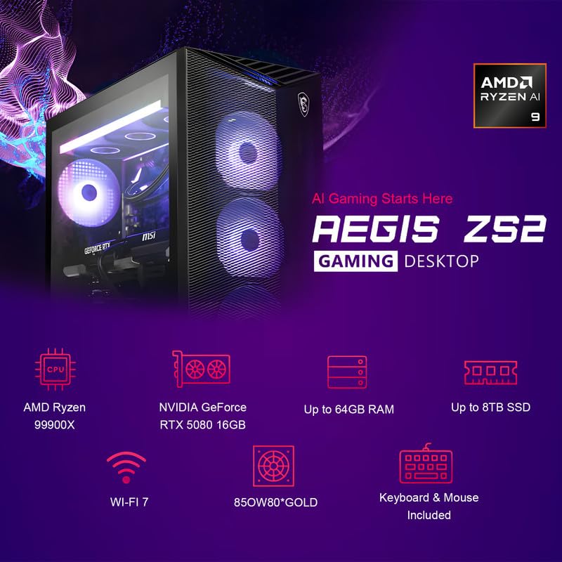 Amazon.com: MSI Aegis ZS2 Gaming Desktop PC, GeForce RTX 5080 16GB